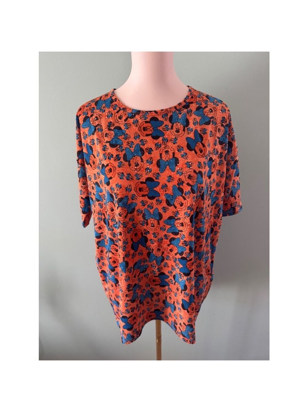 Women's LuLaRoe Irma Top XS Orange Blue Disney Minnie Mouse